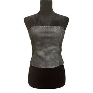 PrettyLittleThing Grey Textured Faux Leather Bandeau Corset NWT